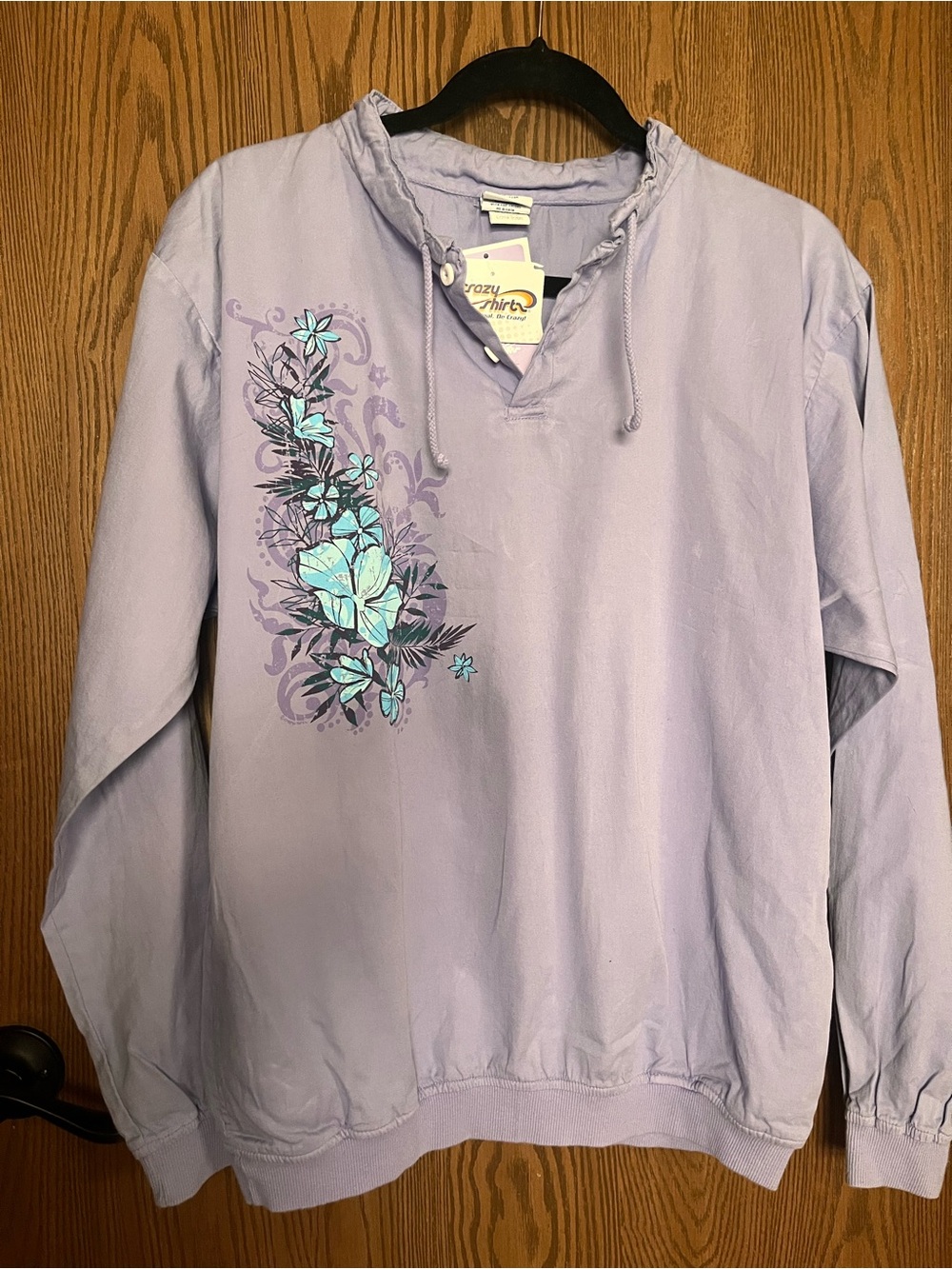 CRAZY SHIRTS Hawaii Floral Lavender Dyed Long Sleeve Shirt size M. NWT